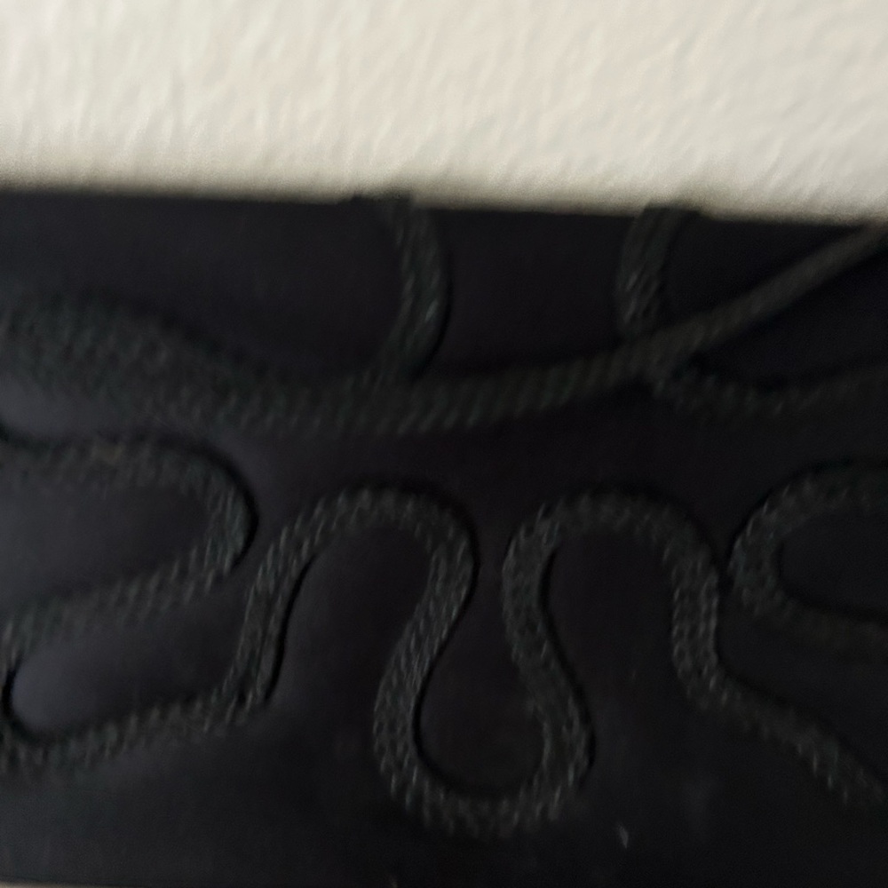 Satin like  black embroidered shoulder clutch